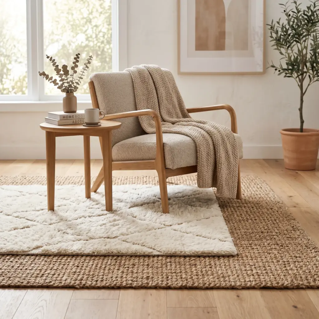 Layer Woven Jute and Wool Rugs