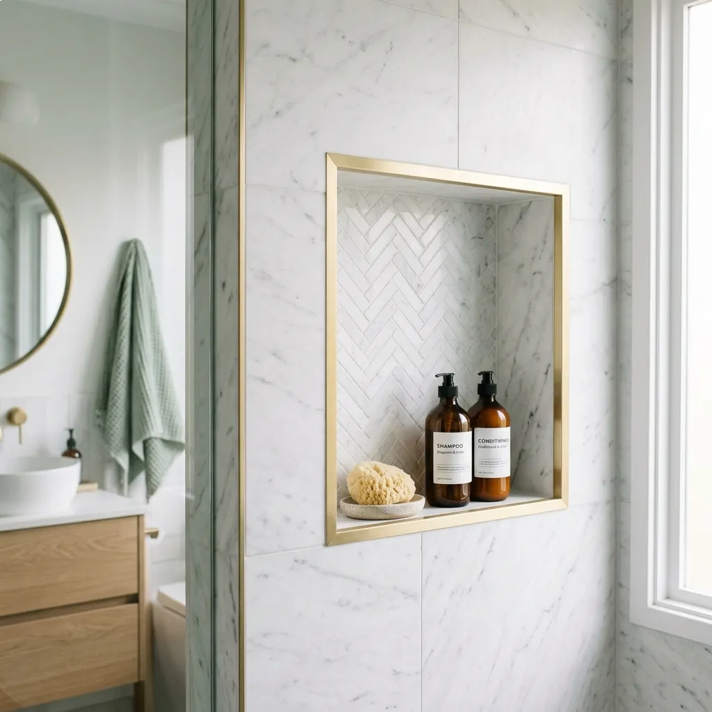 Marble Niche Accented with Gold Trim