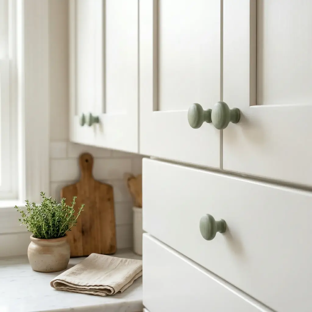 Matte Green Kitchen Cabinet Hardware
