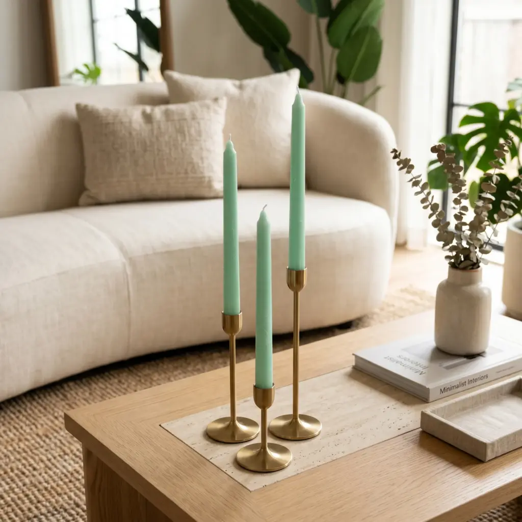 Minty Fresh Taper Candles