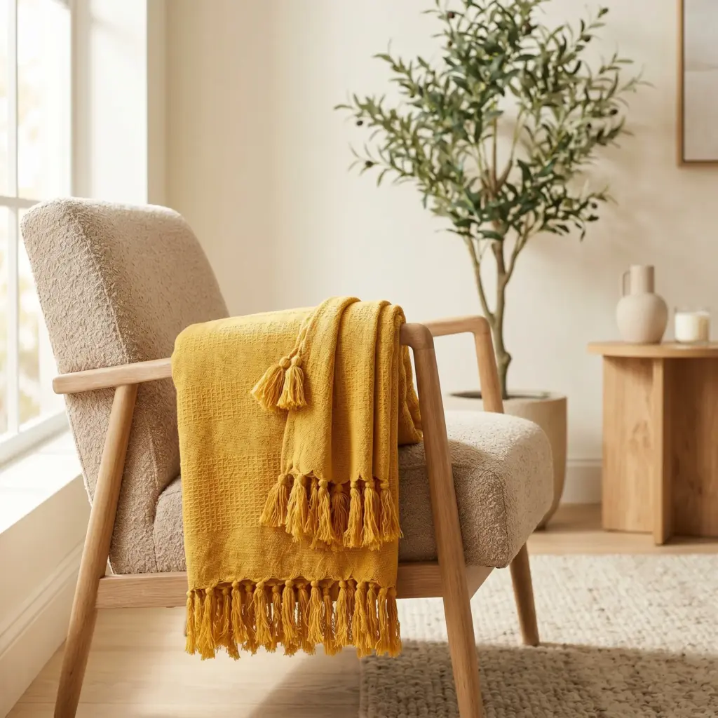 Mustard Yellow Lightweight Throws