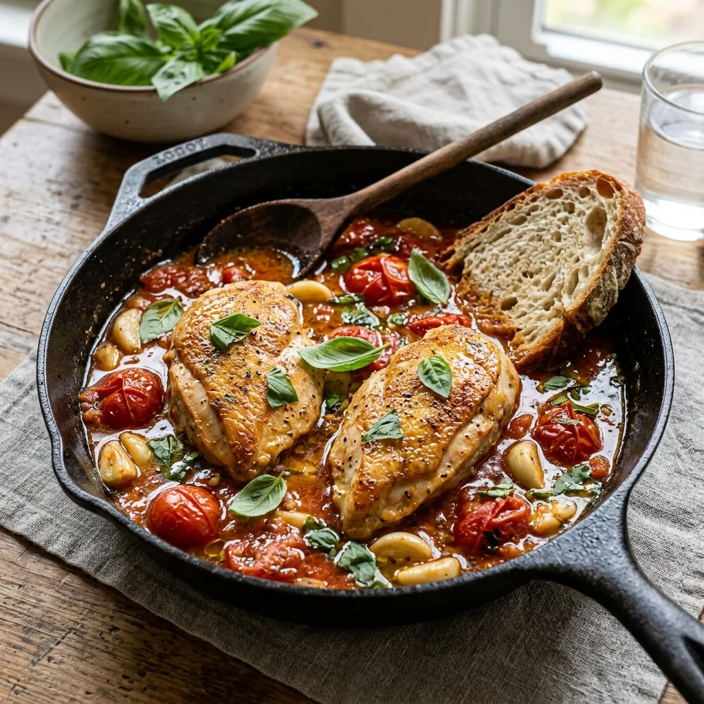 One-Pot Garlic & Tomato Basil Chicken