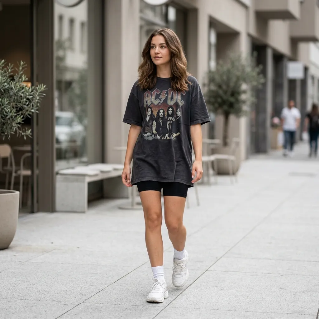 Oversized Graphic Tee and Biker Shorts