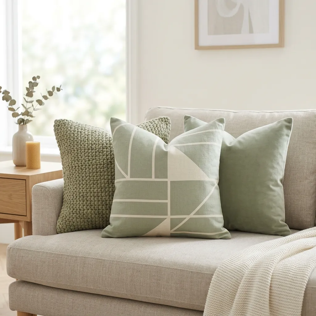 Sage Geometric Throw Pillows