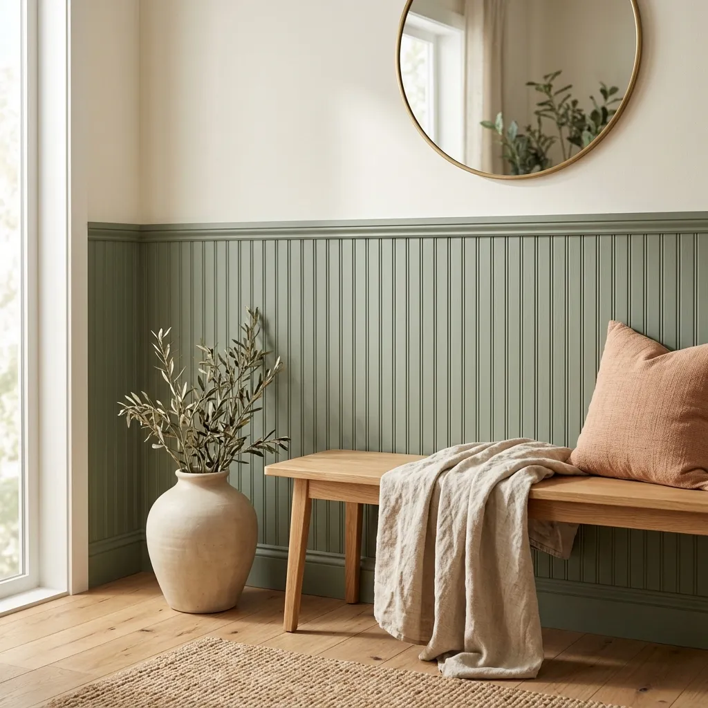 . Sage Green Beadboard Wainscoting