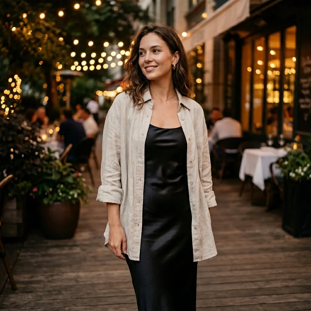 Satin Slip Dress and Oversized Shirt