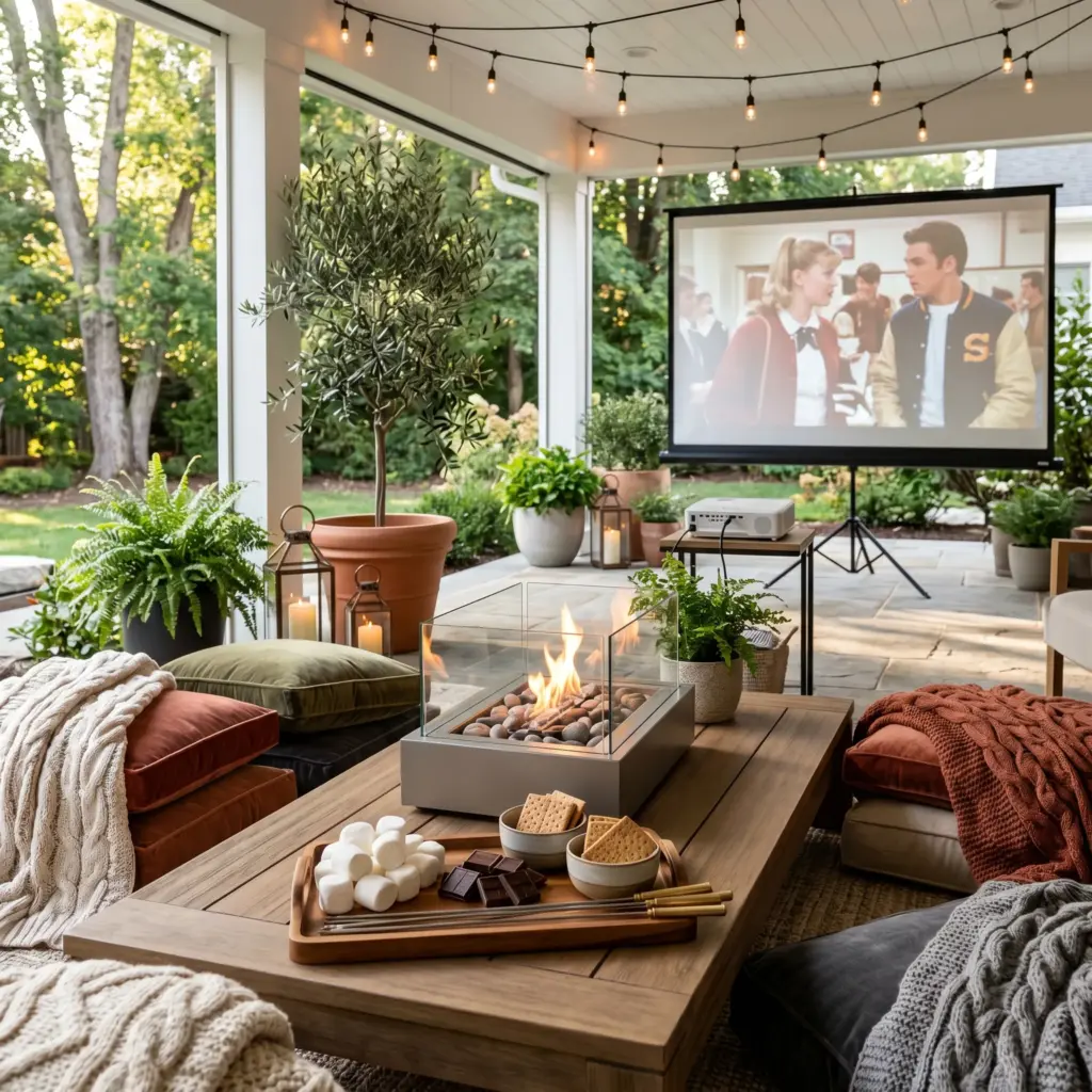 Set Up an Outdoor Movie and S'mores Lounge