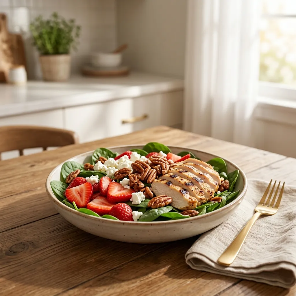 . Sweet Strawberry, Spinach, and Goat Cheese Pecan Salad