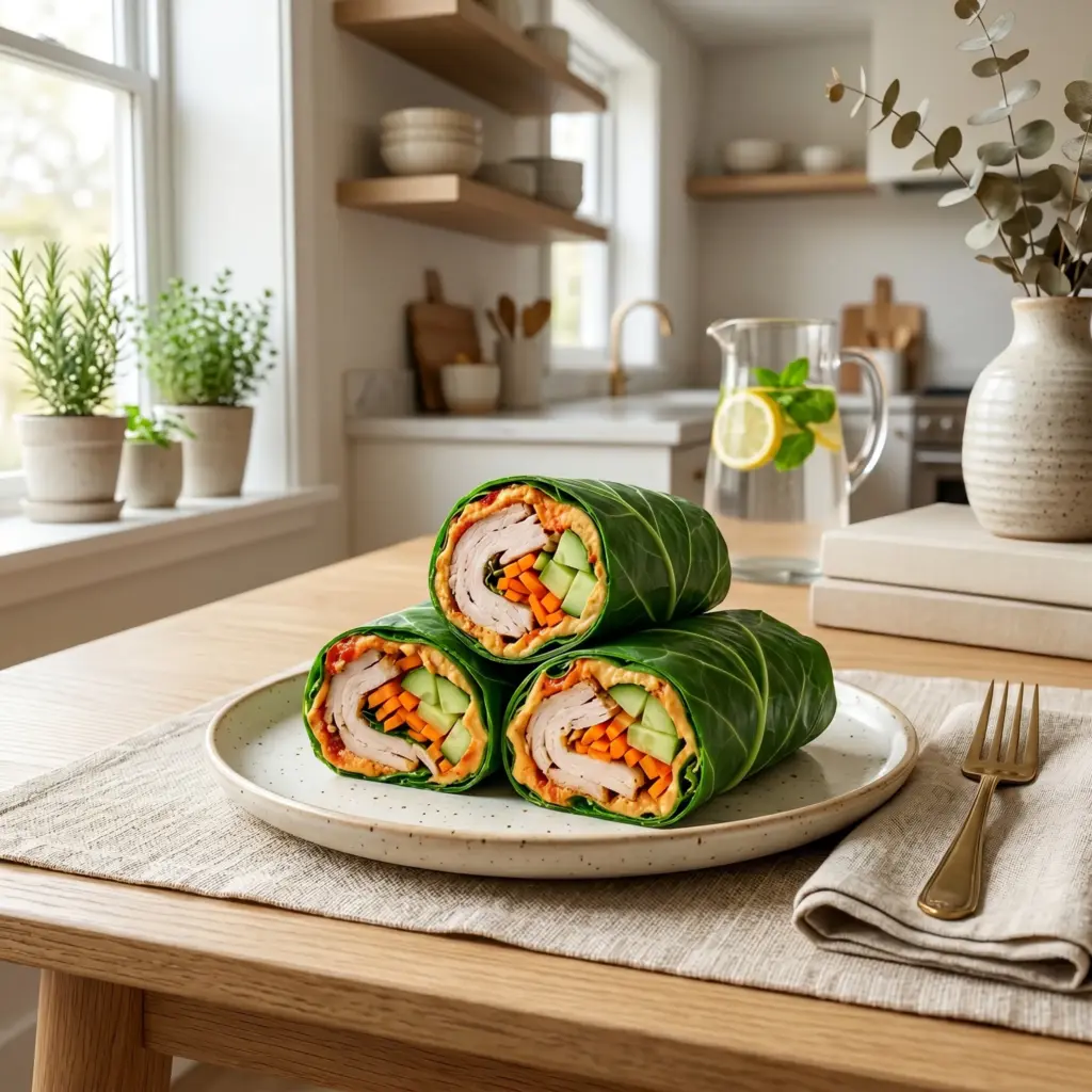 Turkey & Hummus Collard Green Wraps
