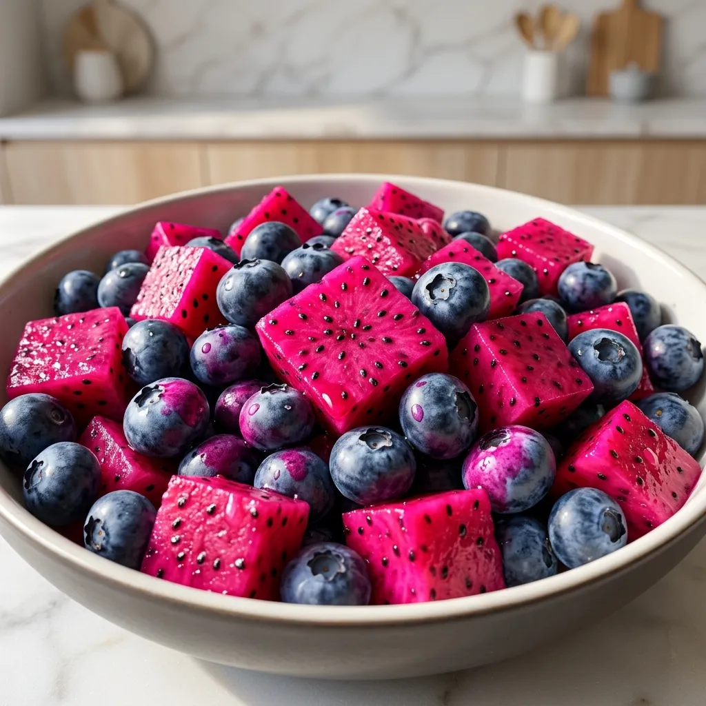 . Vibrant Dragonfruit & Blueberry Neon Toss