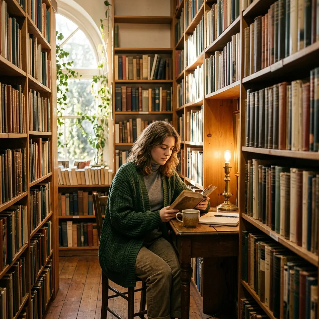 A Cozy, Sunlit Library Stack
