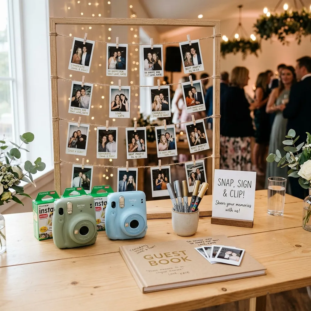 A Minimalist Polaroid Guest Book Station