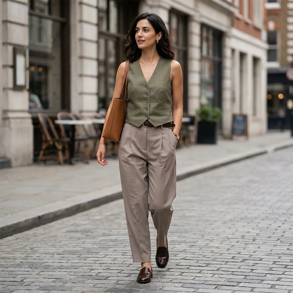 A Tailored Vest and Pleated Trousers