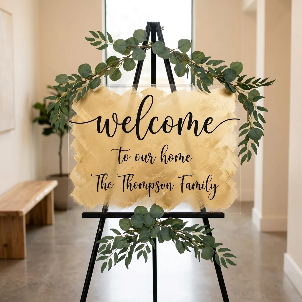 Acrylic Welcome Signage with Gold Leaf