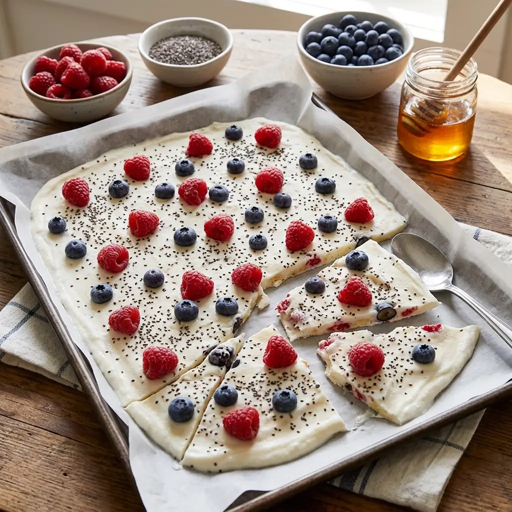 . Aesthetic Berry and Yogurt Bark