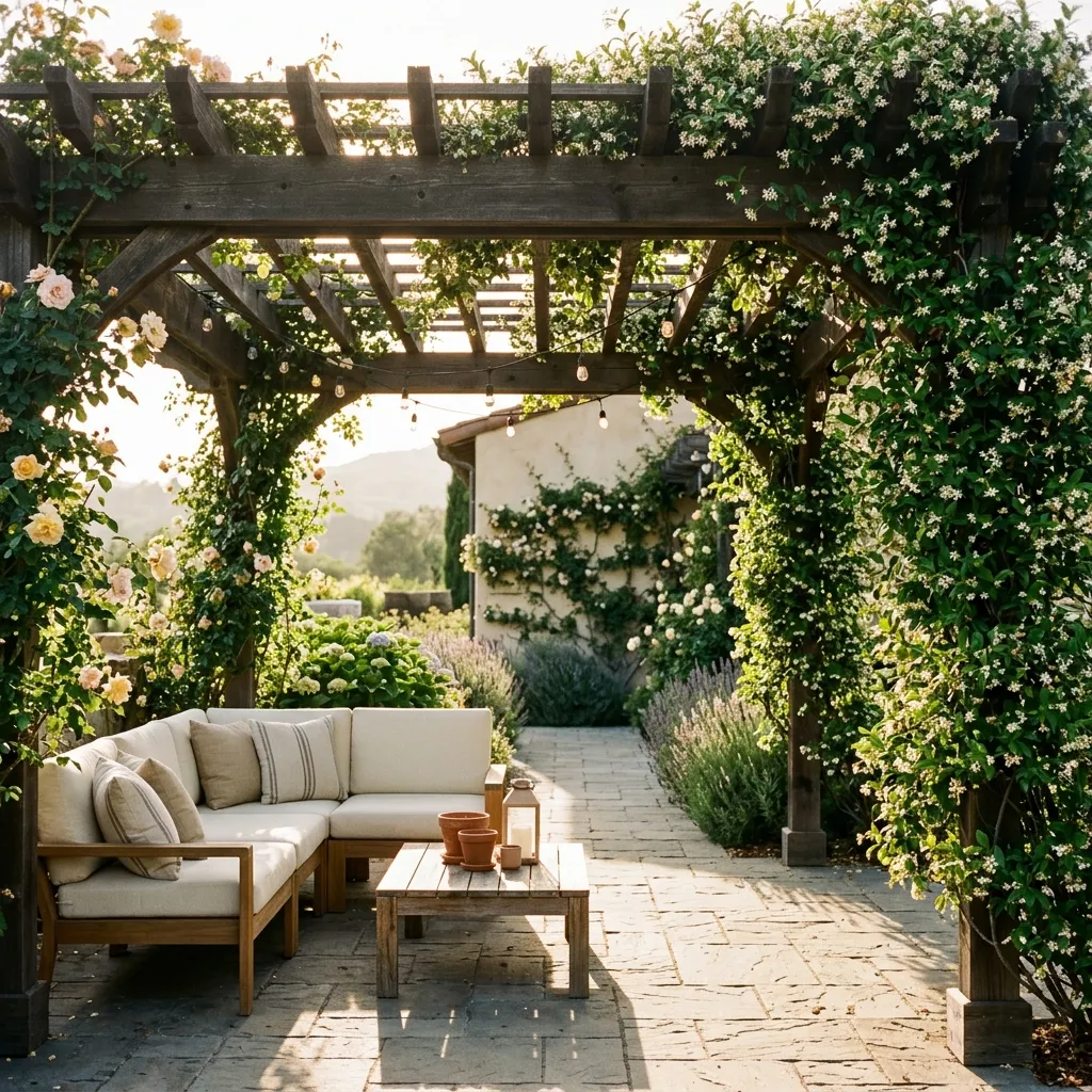 Architectural Pergolas with Climbing Vines