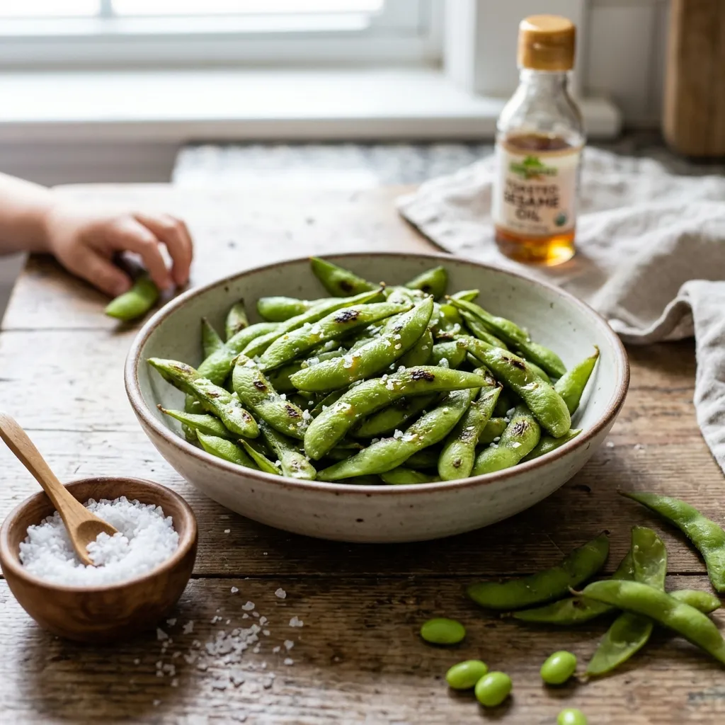 Baked Edamame Pods with Sea Salt