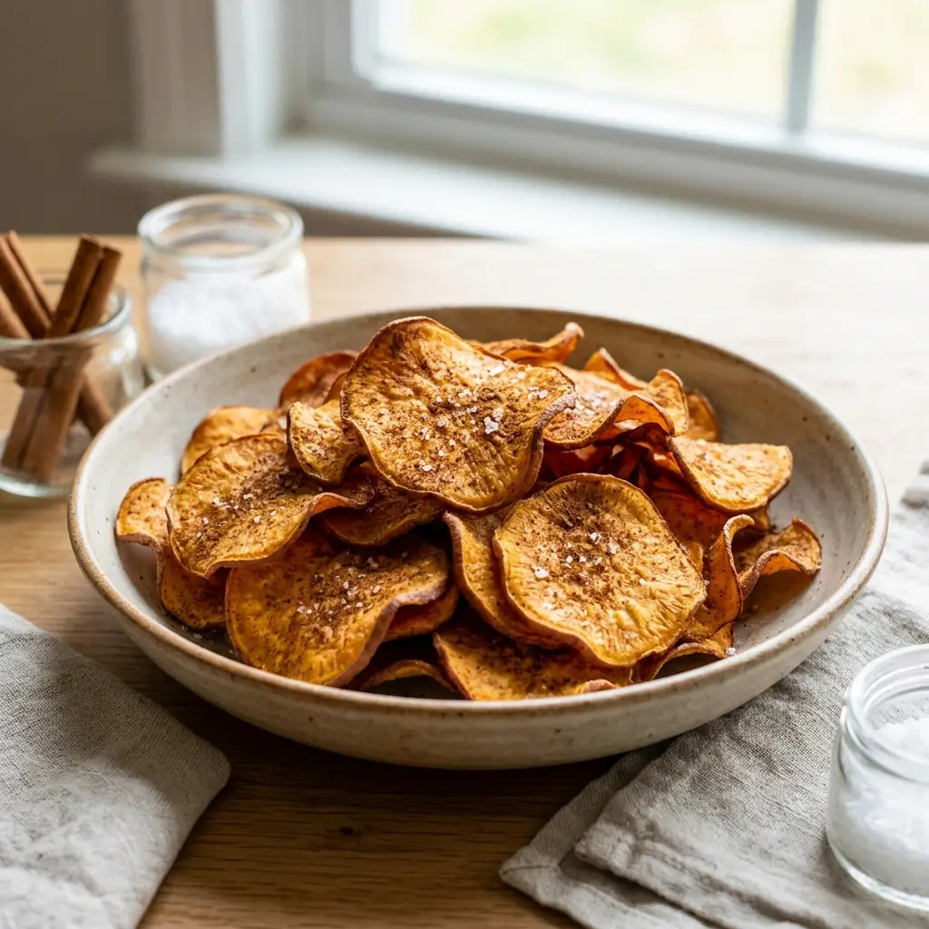 Baked Sweet Potato Chips with Cinnamon
