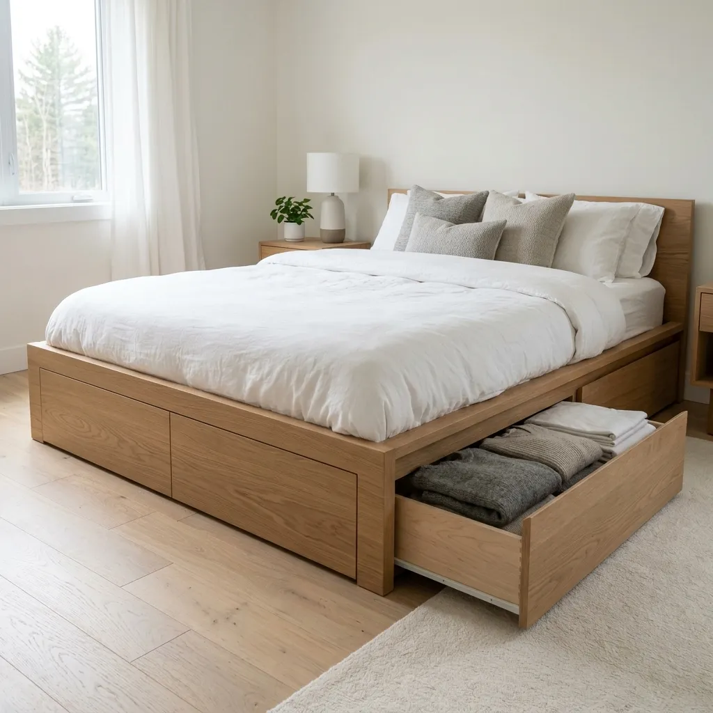 Bed Frames with Seamless Under-Bed Drawers
