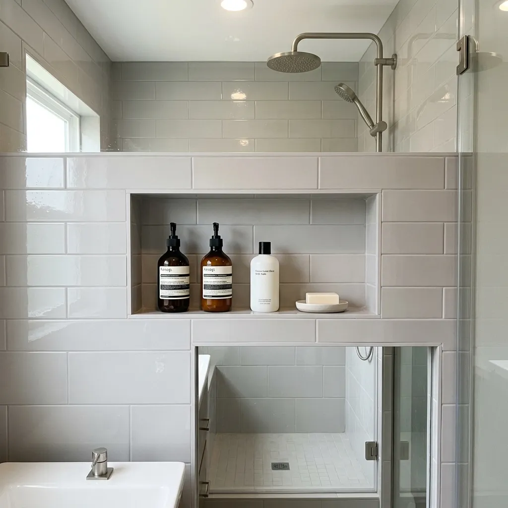 . Built-In Recessed Tiled Shower Niches