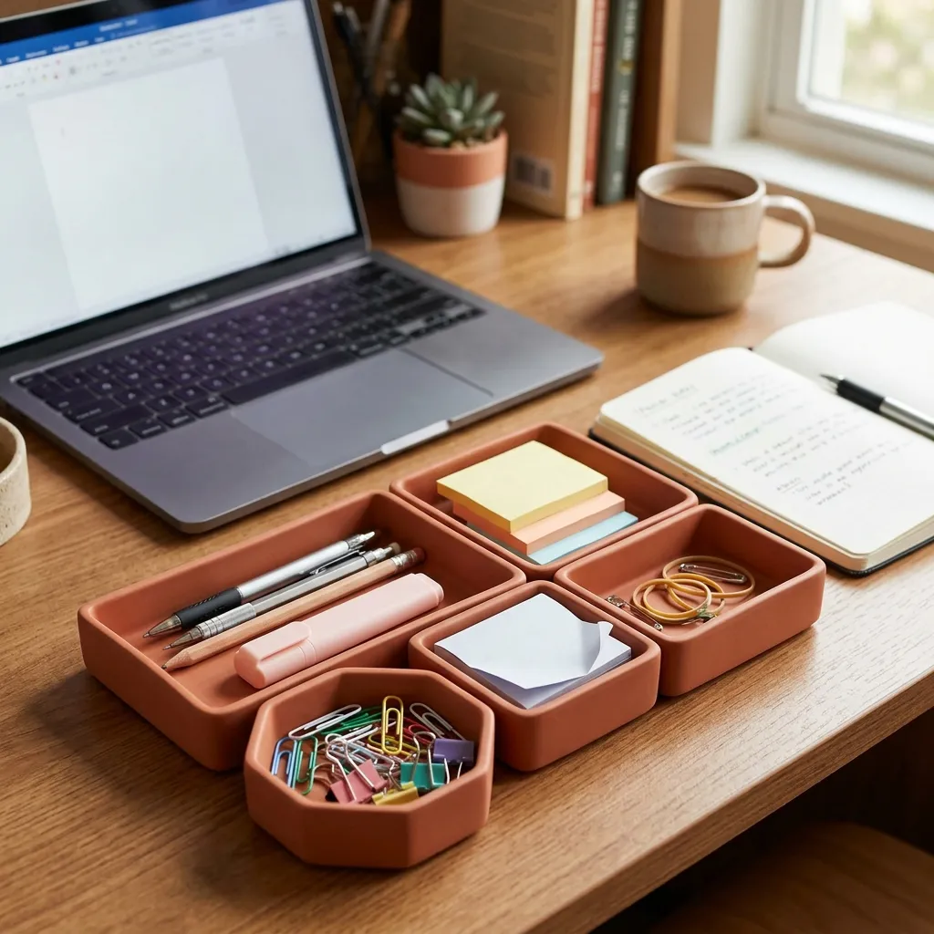 Compact Magnetic Desk Organizer Trays