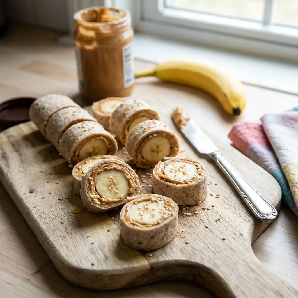 Creamy Peanut Butter Banana Sushi Roll-Ups