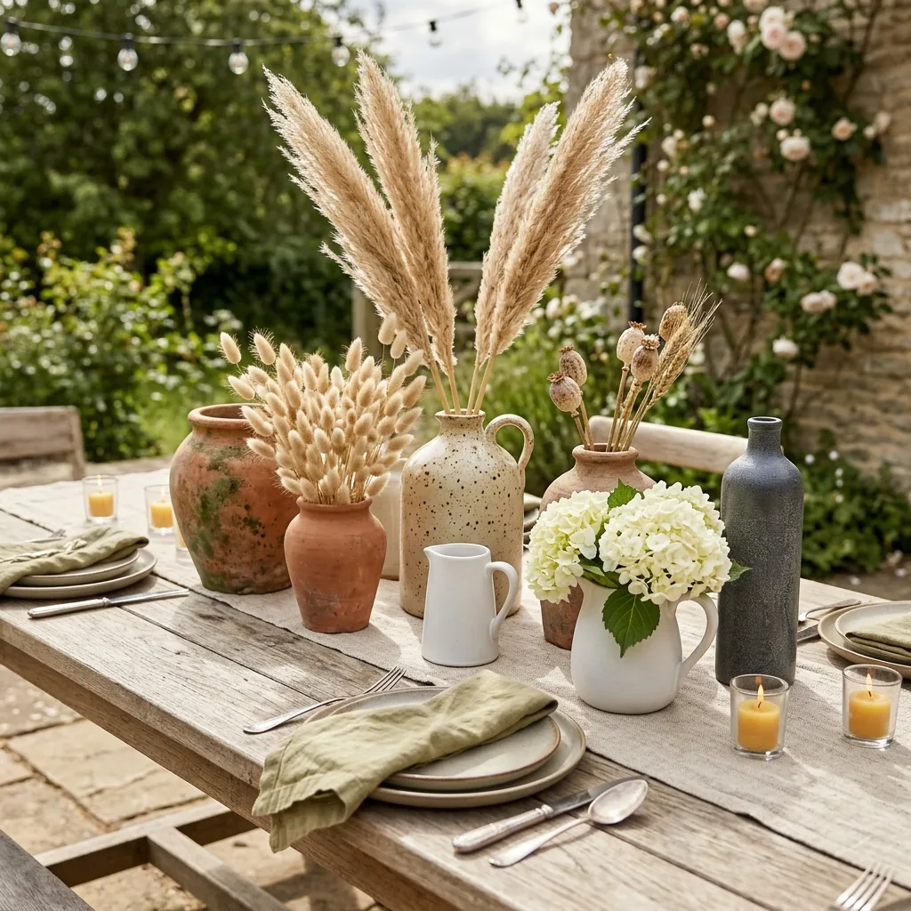 Earthy Terracotta and Ceramic Centerpieces