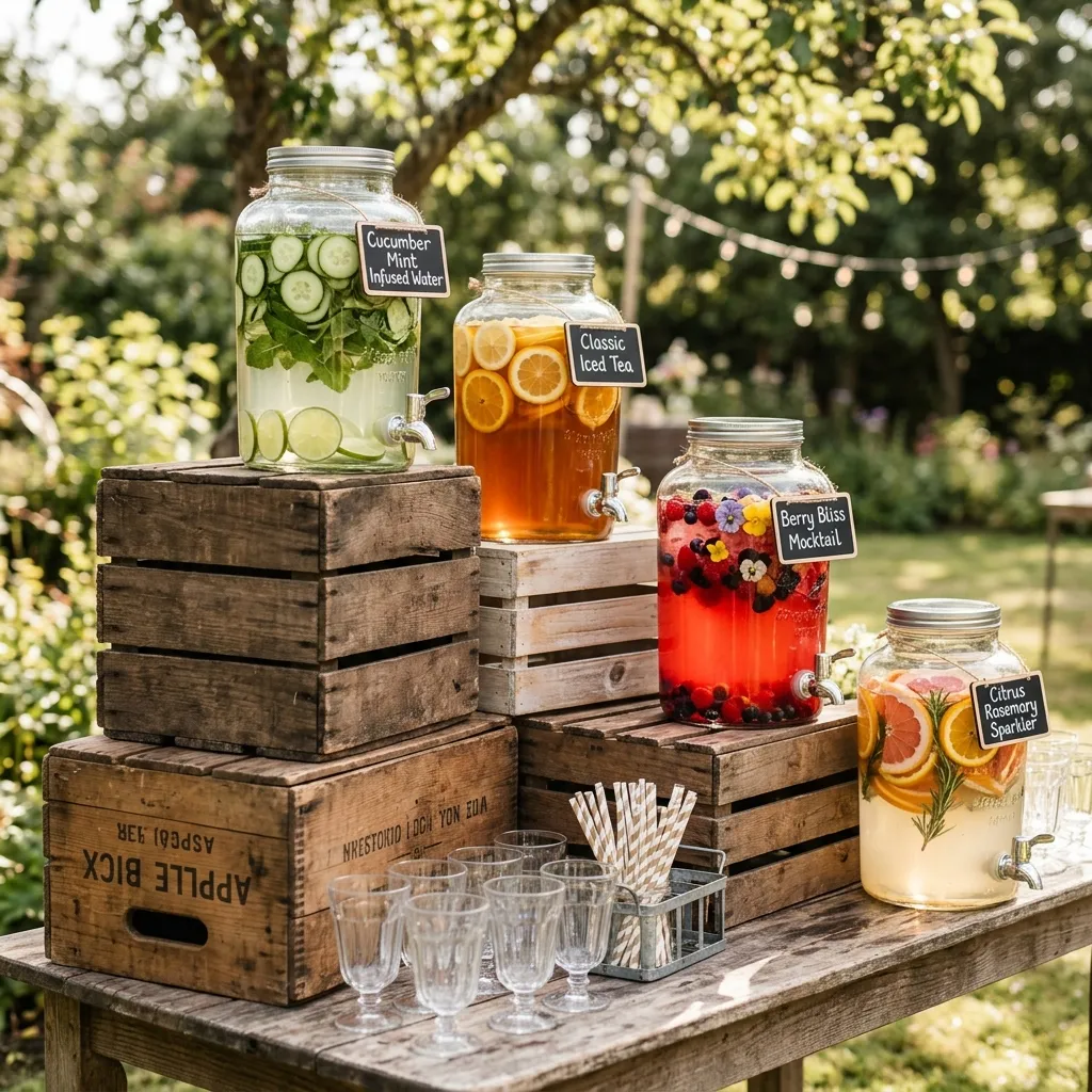 Elevated Drink Stations with Floating Florals