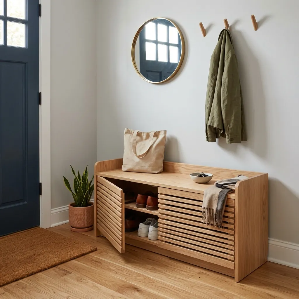 Entryway Benches with Integrated Shoe Cubbies