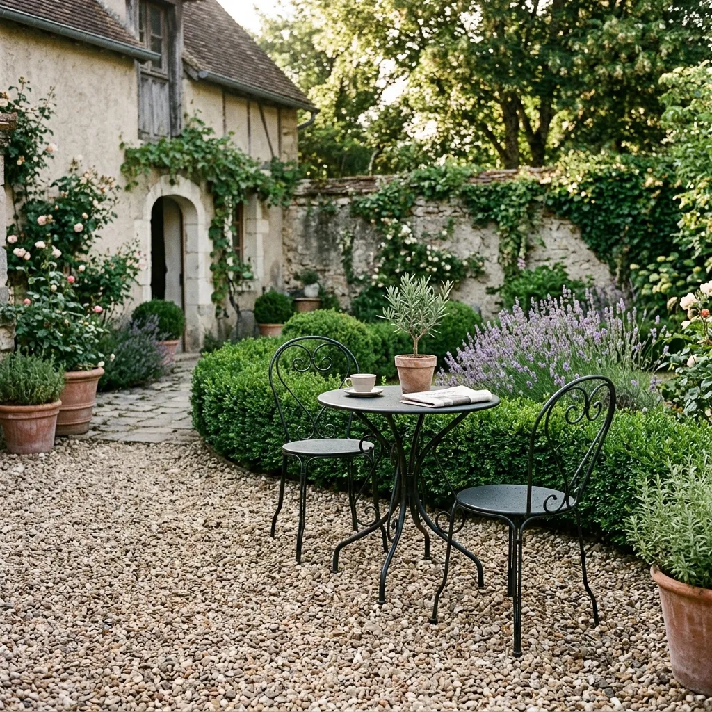European-Inspired Pea Gravel Patios