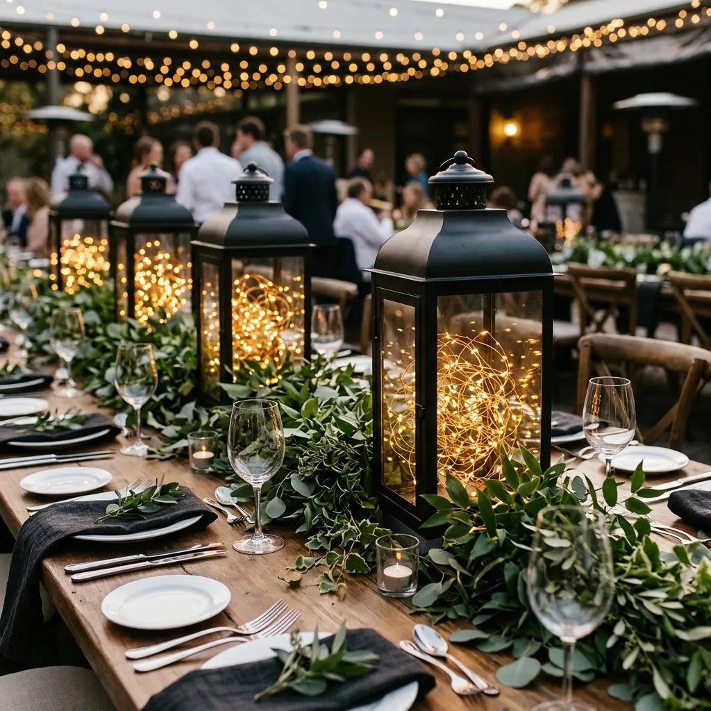 Fairy Light Lanterns and Greenery