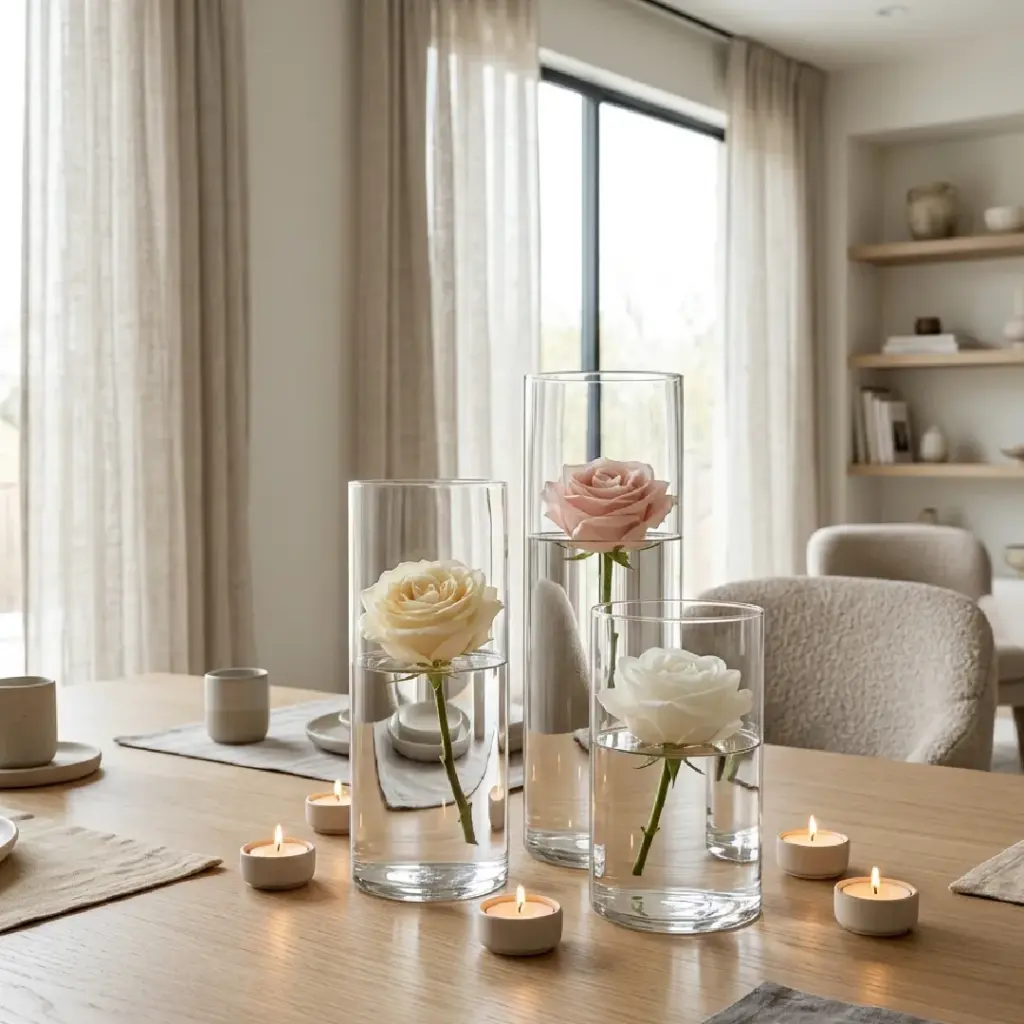 Floating Florals in Minimalist Glass Cylinders