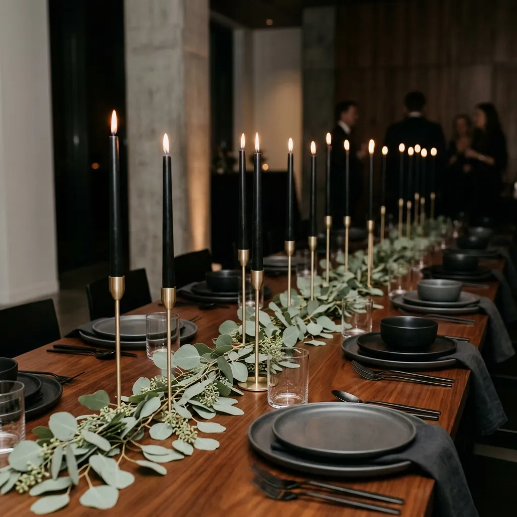 Floating Taper Candles and Greenery