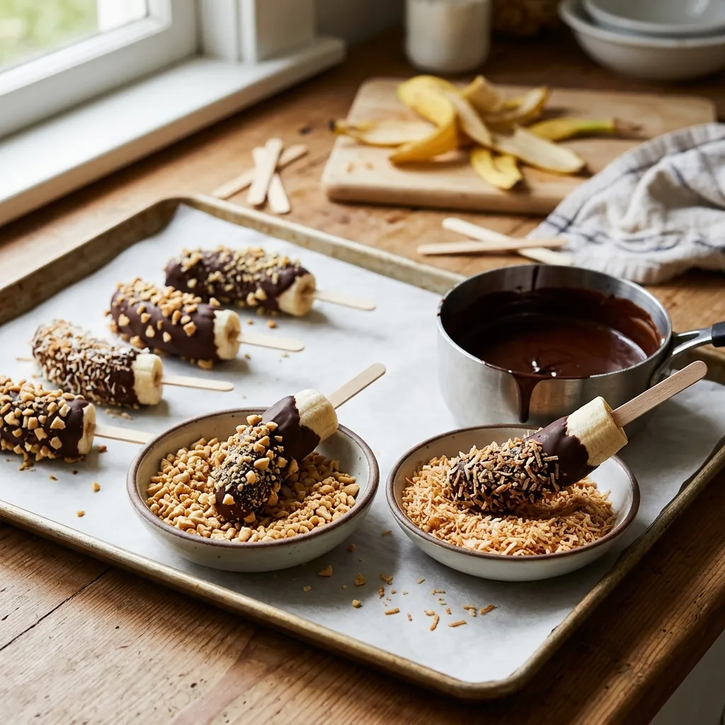 Frozen Dark Chocolate Dipped Banana Pops