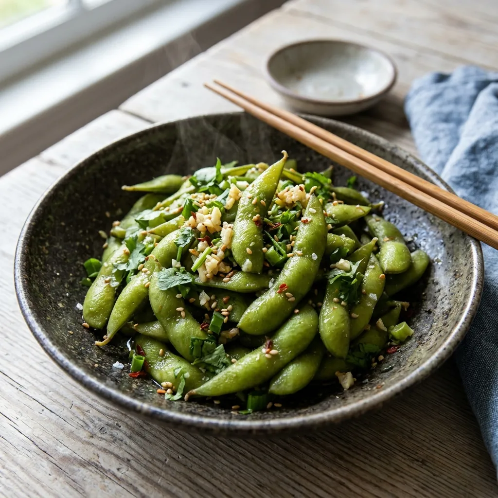 Garlic and Herb Edamame Pods