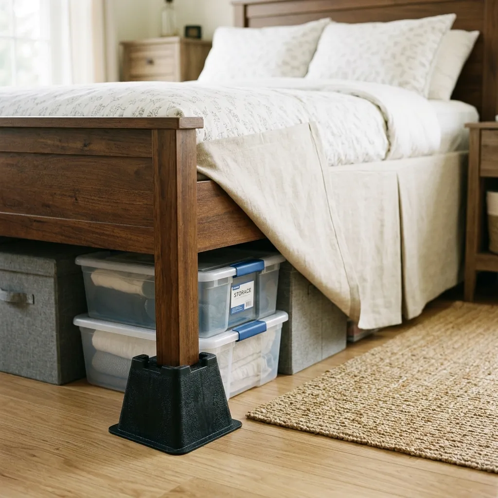 Heavy-Duty Bed Risers with Tailored Skirts