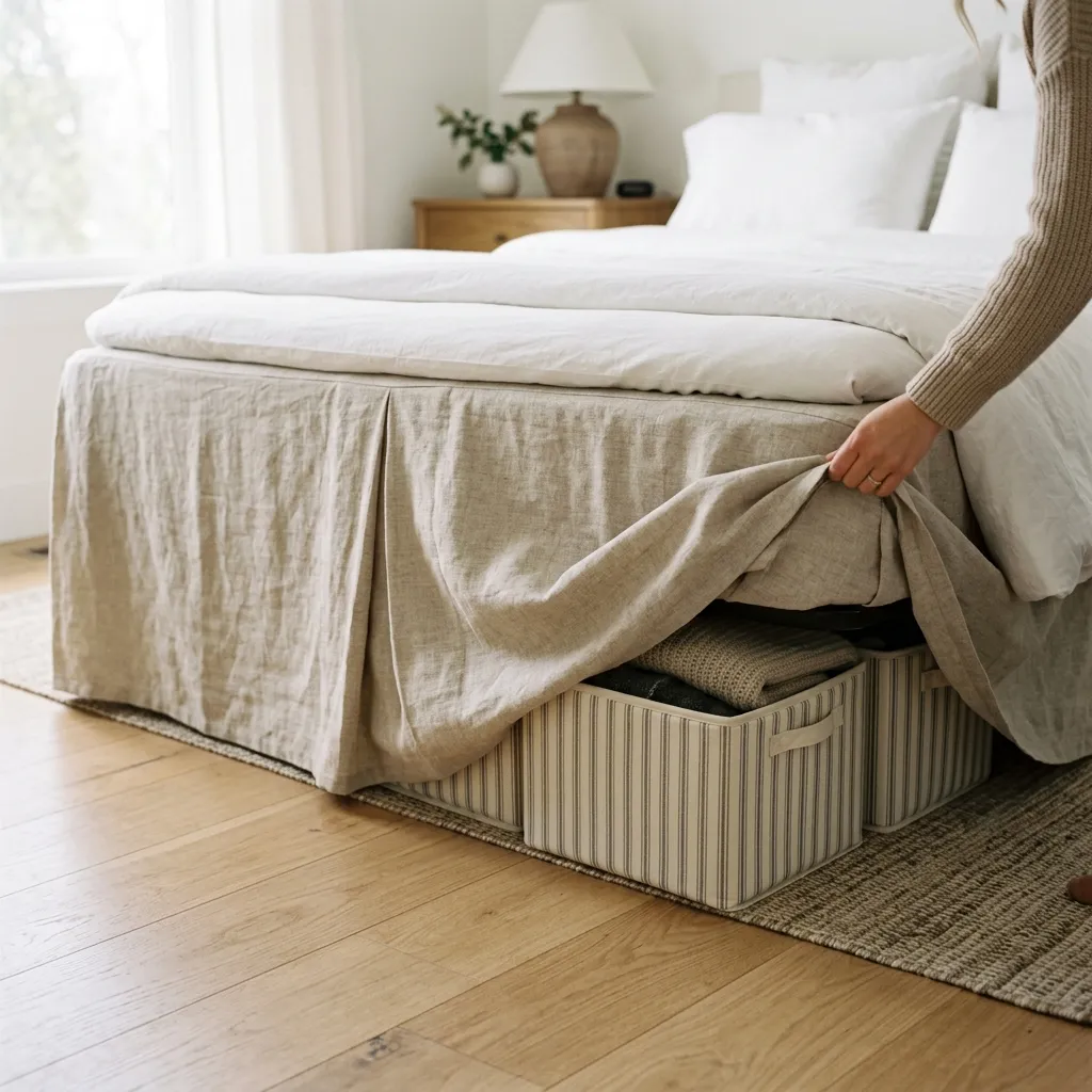 Hidden Under-Bed Storage with Linen Skirting