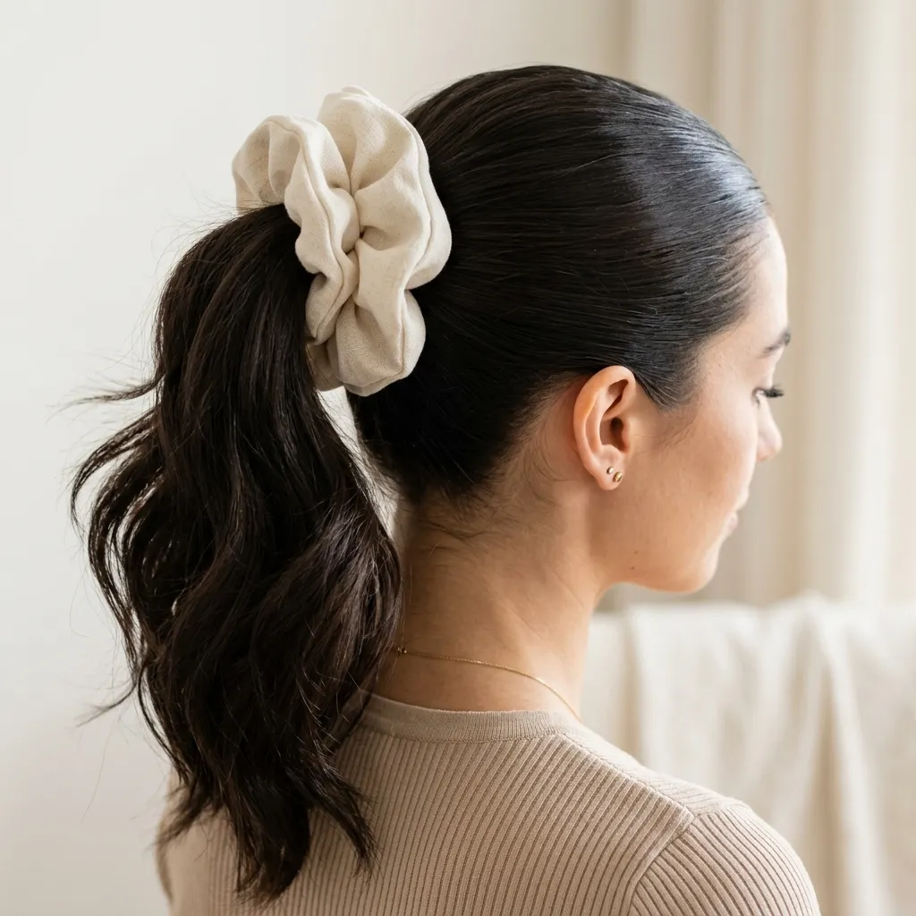 High Pony with a Silk Scrunchie