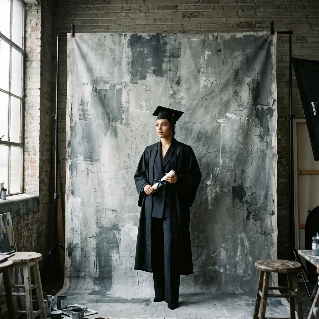 Industrial Concrete-Look Canvas Drop