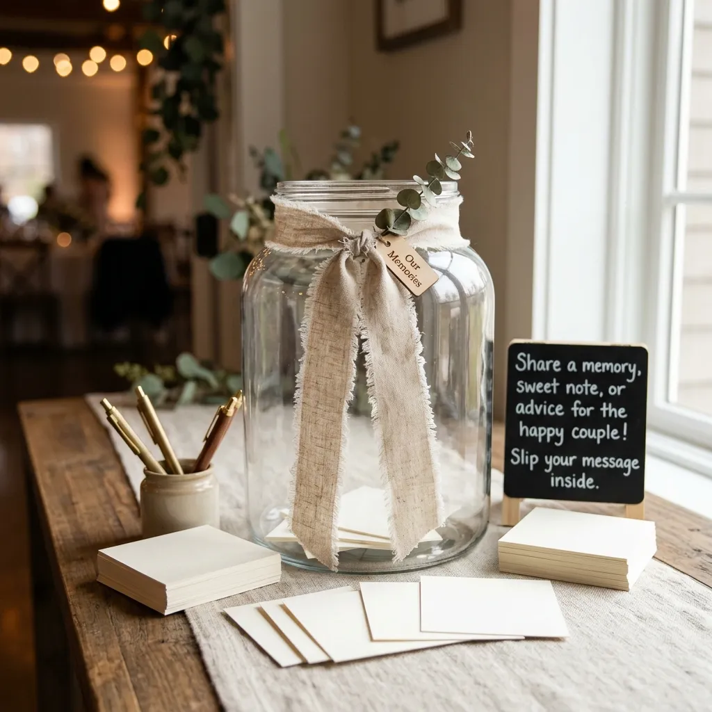 Memory Jar with Textured Linen Ribbon