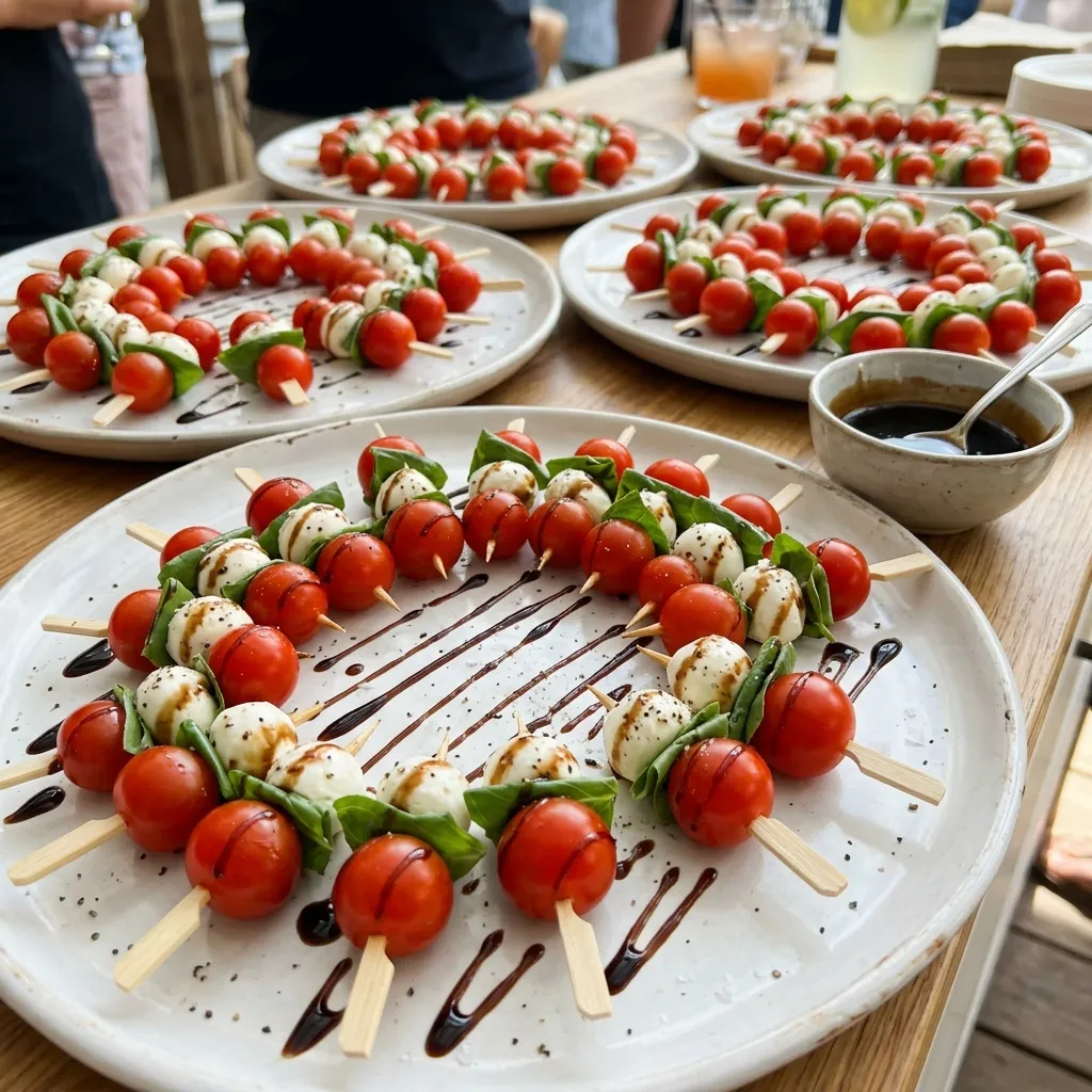 Mini Caprese Skewers with Balsamic Glaze