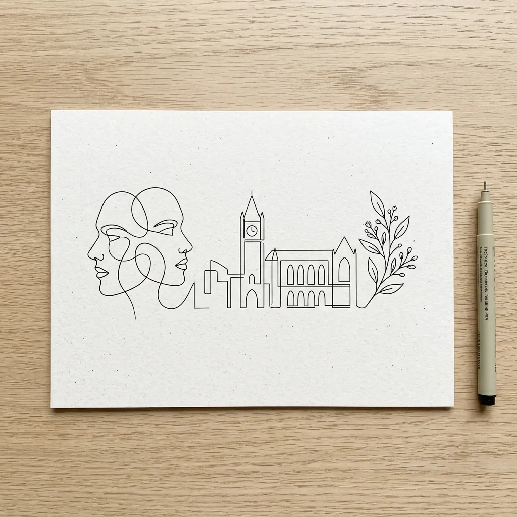 Minimalist Fine-Line Illustration