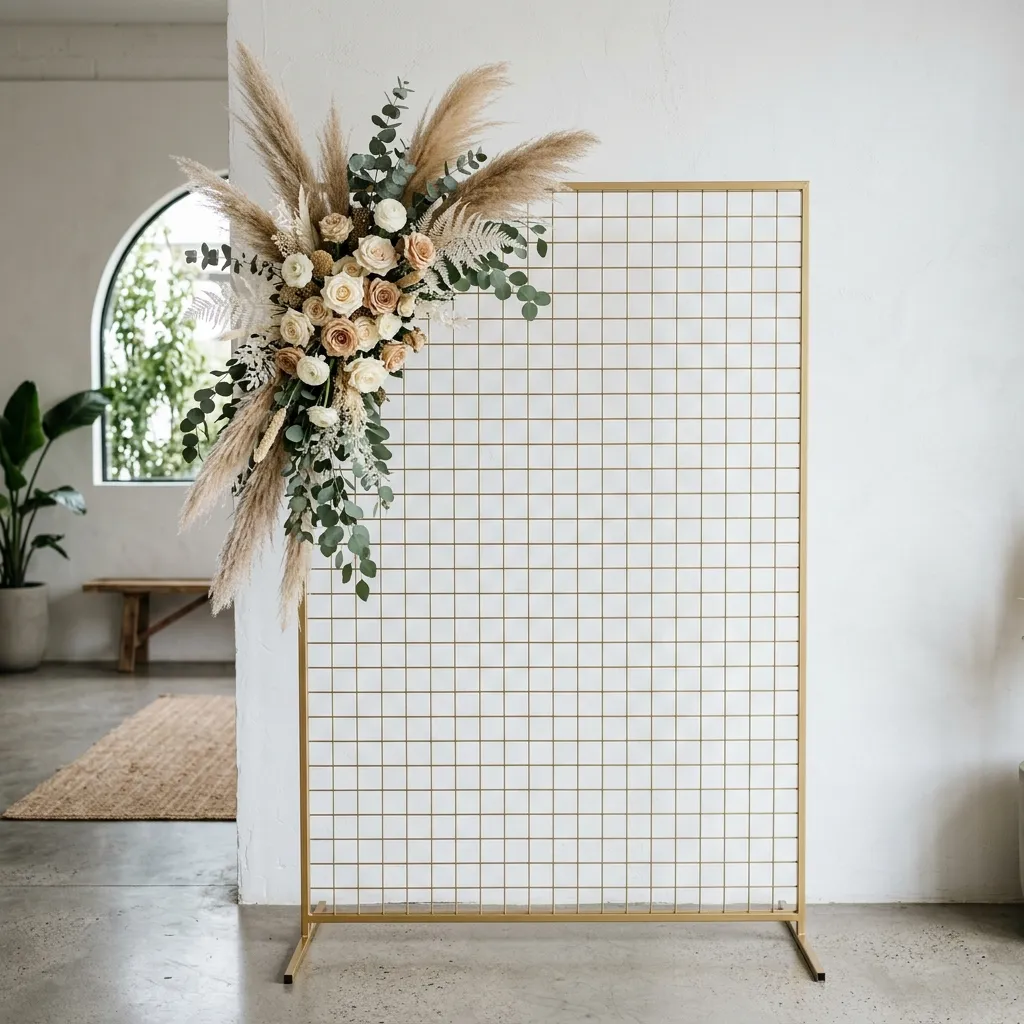 Minimalist Grid Stand with Asymmetric Florals