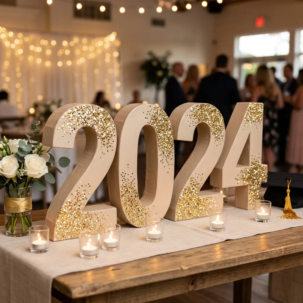 Oversized Year Numbers with Glitter Accents