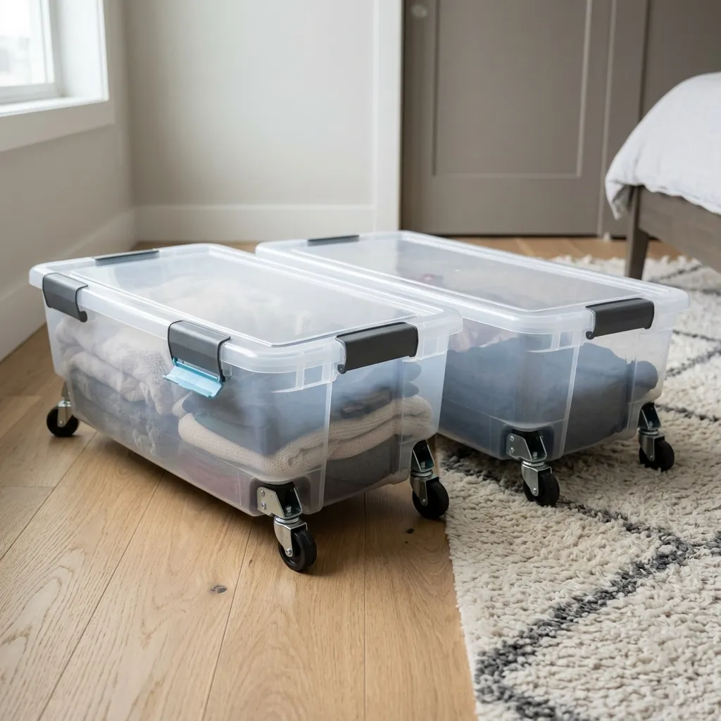 Plastic Latching Totes with Multi-Directional Wheels