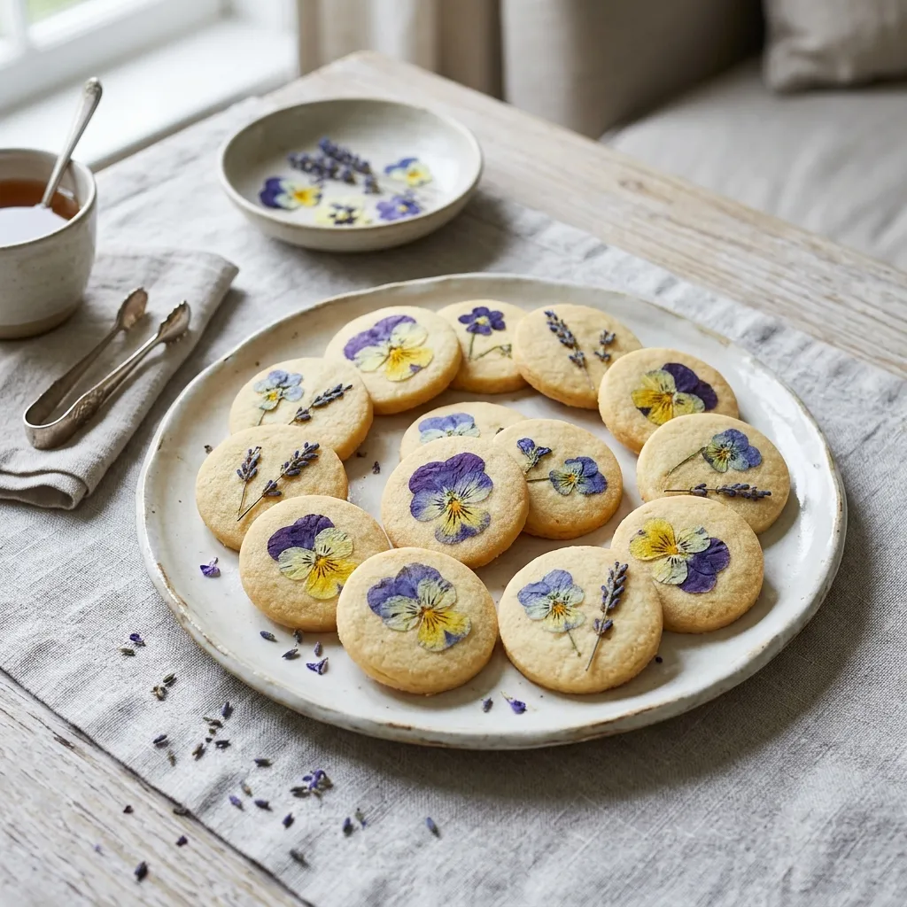 Pressed Flower Shortbread Platter
