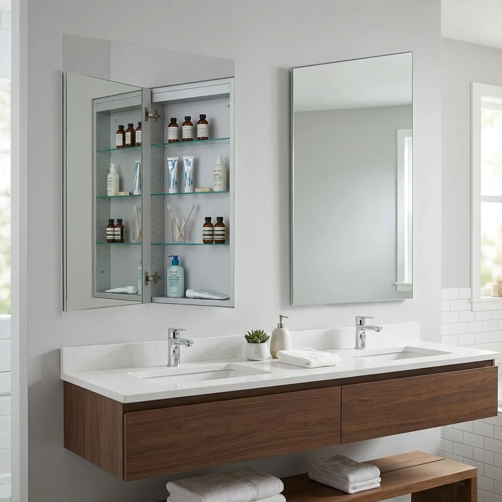 Recessed Medicine Cabinets with Mirror Fronts