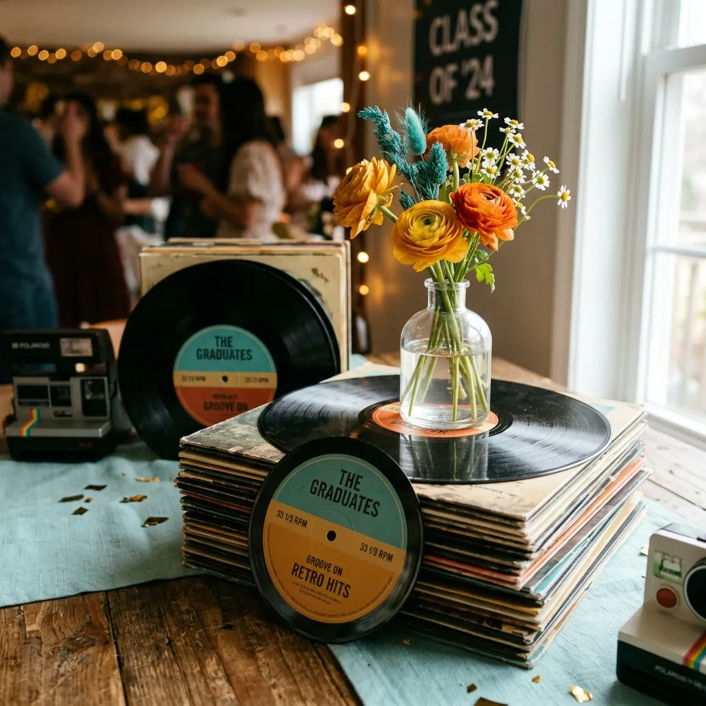 Retro Vinyl Record Stacks