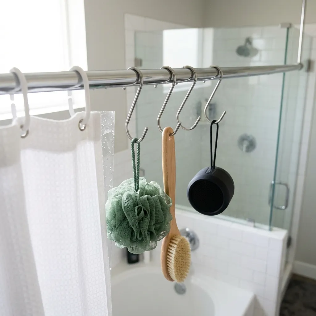 S-Hooks on the Shower Curtain Rod