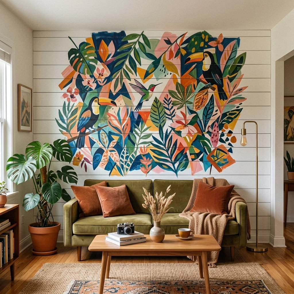 Shiplap Meets Statement Mural